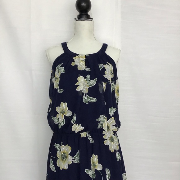 NWT - ROBBIE BEE WOMEN CLASSIC ROYAL BLUE AND FLORAL MAXI DRESS SIZE 12 - Picture 3 of 9